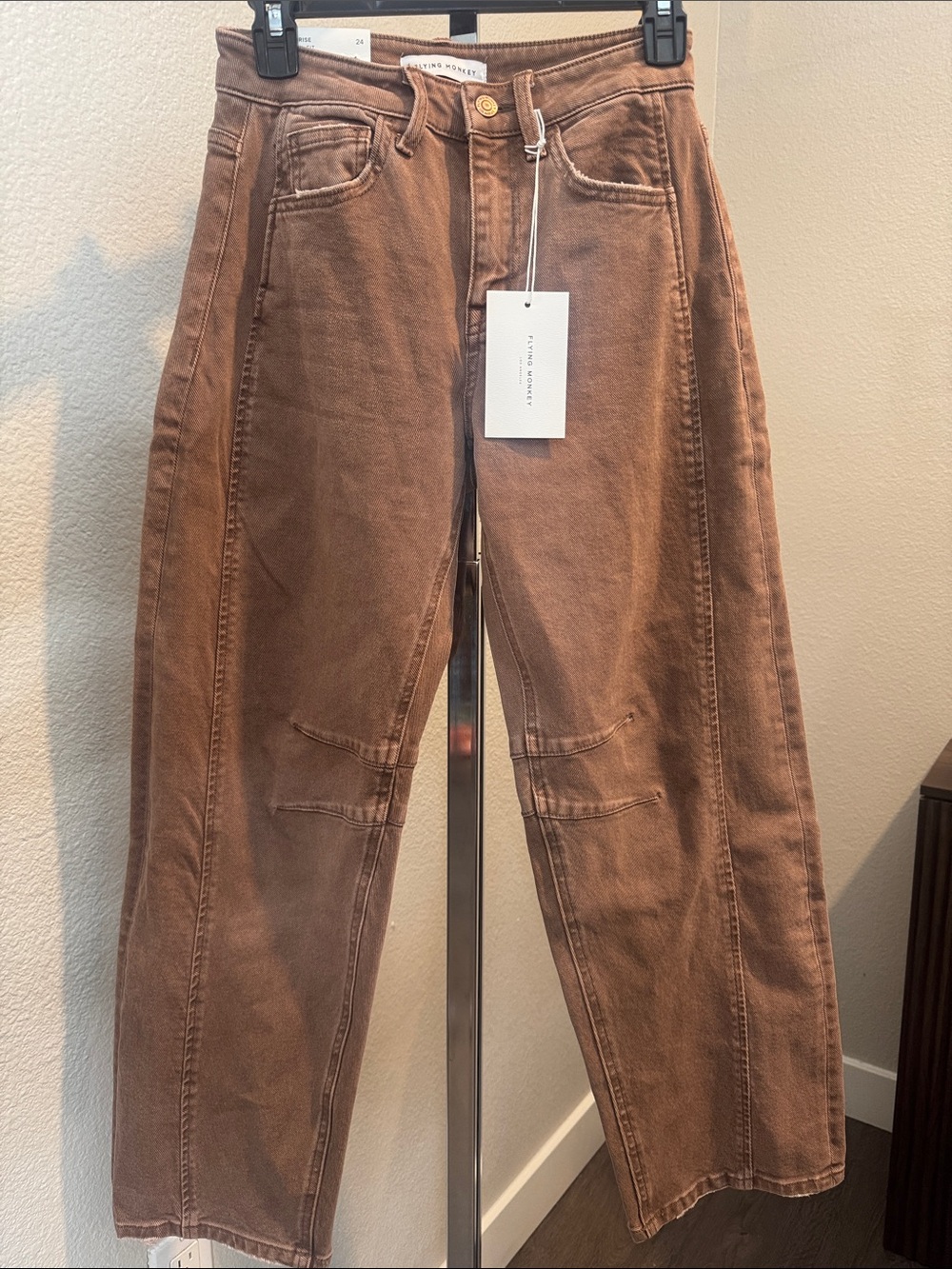 Flying Monkey Straight Leg Jeans in Brown